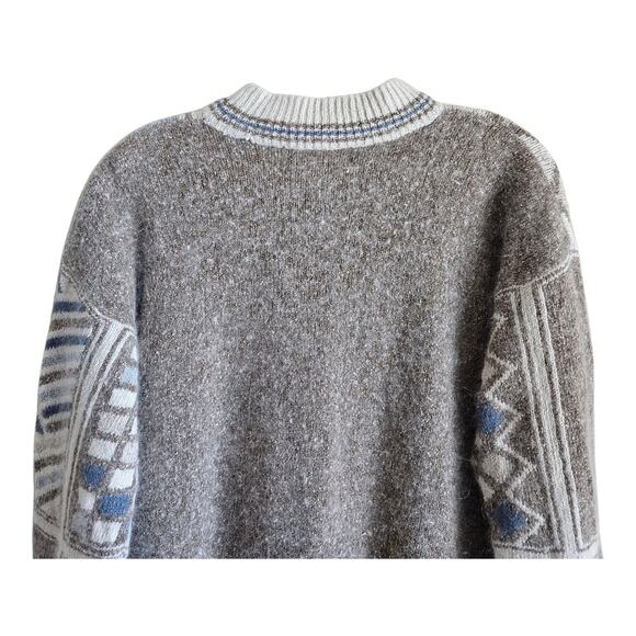 GINA PETERS Women M Sweater Silk Angora Lambswool Blend Beige Blue Brown VTG 38" - Picture 6 of 7
